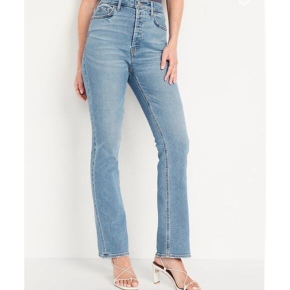 Old Navy Womens Kicker Boot Cut Jean Size 2 Denim Stretch Light Maple Blue - Picture 2 of 6